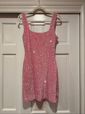 Beginning Boutique Pink Sequin Mini Dress